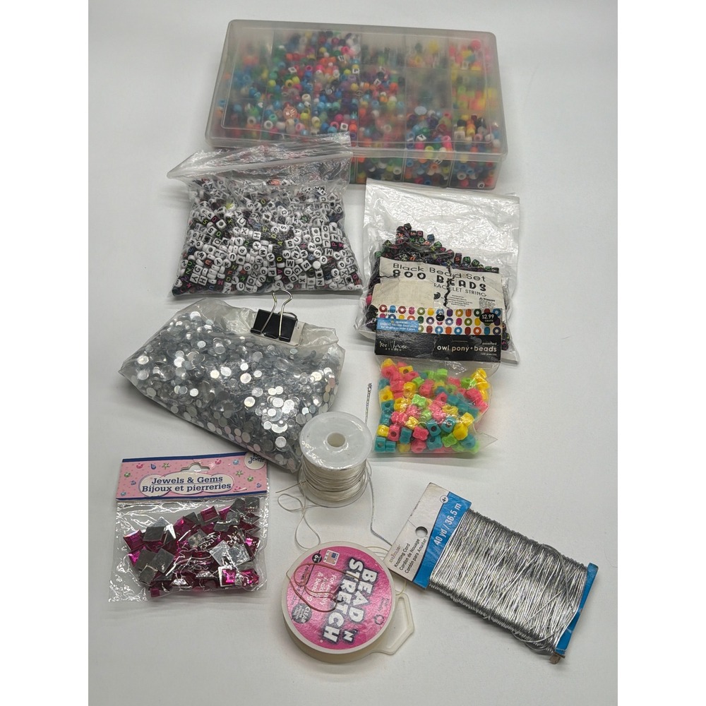 Kids Craft Bead Set Alphabet Pony Beads Jewels String‎ Jewelry Making Fun
